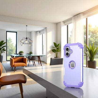 IDweel for iPhone 17 Case with Screen Protector, 3 in 1 Shockproof Slim Fit Hybrid Heavy Duty Hard PC Cover Soft Silicone Bumper Full Body Anti-Fingerprint Case, Purple - color: Purple
