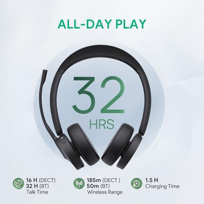 Yealink WH64 Dual UC DECT & Bluetooth Wireless Headset for Phone PC Mobile - size: WH64 Dual-UC