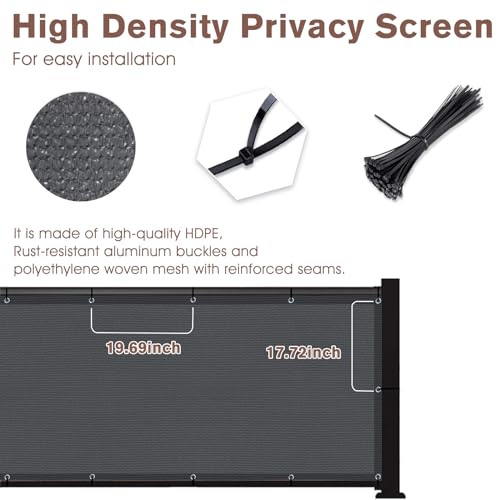 SUNNY GUARD 3' x 10' Balcony Privacy Screen, HDPE Patio Railing Cover Fence - color: Dark Gray, size: 0 3' x 1 0'