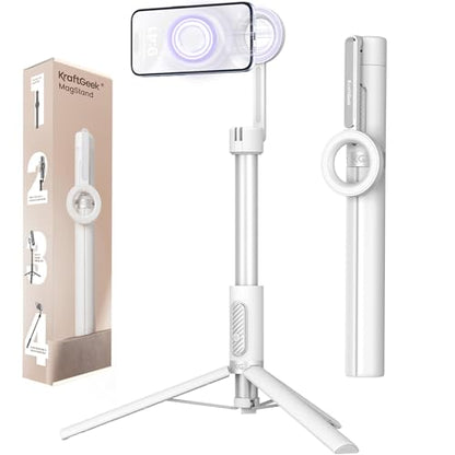 KraftGeek Magnetic Phone Tripod for iPhone, 64" Selfie Stick for Magsafe - size: 64"-White