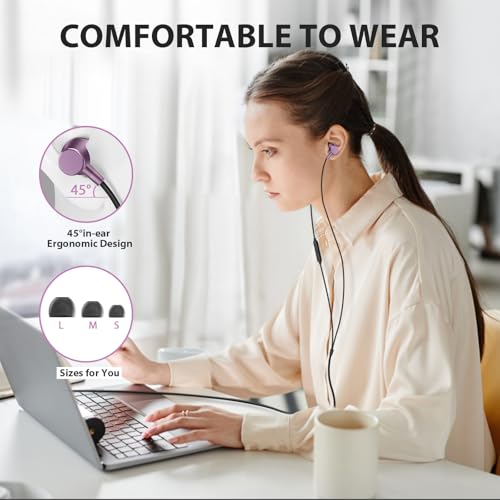 ASKUBSKU Wired Earbuds for School Chromebook Laptop PC, Purple - color: Purple