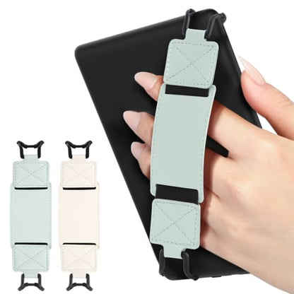MoKo 2 Pack Hand Strap for 6-8" Kindle eReaders Tablets, Light Sage+Cream - color: Light Sage+Cream