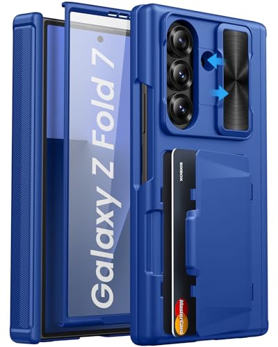 for Samsung Galaxy Z Fold 7 Case with Card Holder, Royal Blue - color: Navy Blue