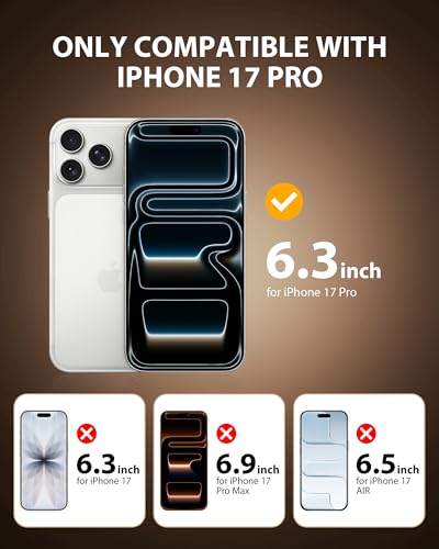 PDDKISS 2 Pack Privacy Screen Protector for iPhone 17 Pro - size: for iPhone 17 Pro - 6.3 inch