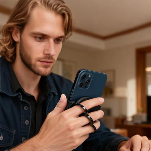 3PCS Double Ring Three Finger Back Clip Holder, 360 Rotation Phone Ring Holder, Multipurpose Foldable Magnetic Phone Grip Stand, for Car Desk Home Kitchen Call Navigation