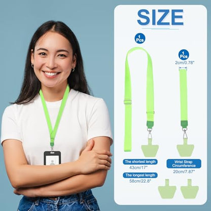 PATIKIL Smart Phone Lanyard with Wrist Strap and Patches for Most Smartphones ID Badges Keychain - color: Light Green