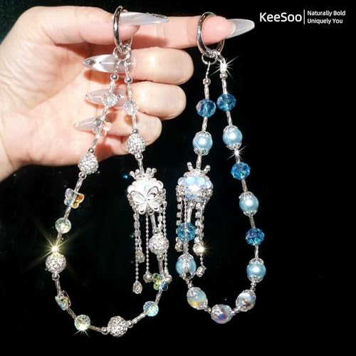 White Royal Crystal Crown Original Design Phone Charm with 2 Tether Tabs – Stylish, Durable, and Hands-Free Phone Chain – Compatible with iPhone, Samsung, Pixel & More - color: 08 White Royal Crystal Crown