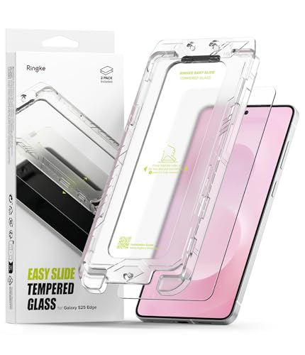 Ringke for Samsung Galaxy S25 Edge Screen Protector [Easy Slide, 2 Pack] | Easy Installation with Alignment Tool, Case Friendly Premium 9H Hardness Tempered Glass - size: Galaxy S25 Edge