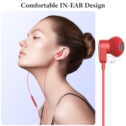 APETOO USB C Headphones for iPhone 18 Pro Max 17 16 15/iPad Air Earbuds - color: Red