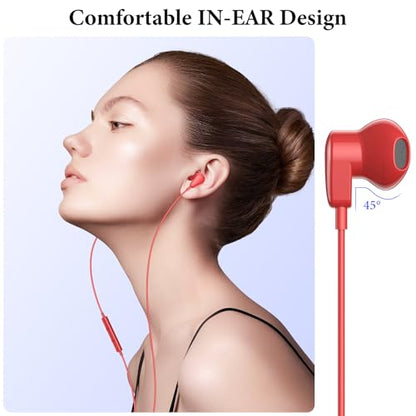 APETOO USB C Headphones for iPhone 18 Pro Max 17 16 15/iPad Air Earbuds - color: Red