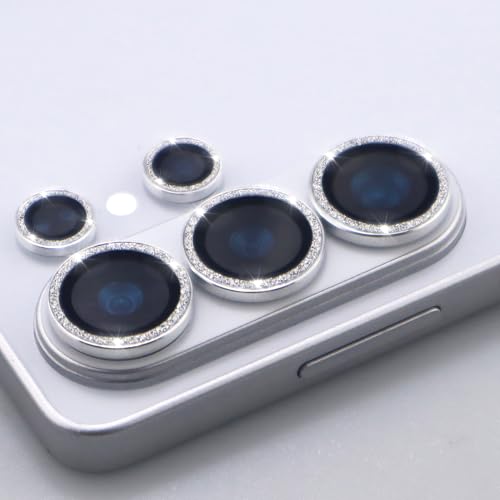 for Samsung Galaxy S26 Ultra Camera Lens Protector, Bling Glitter Metal Ring Tempered Glass Lens Cover Accessories (Silver) - color: Silver