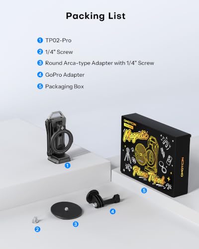 OMOTON TP02-Ultra 2 in 1 Magnetic Phone Tripod for DJI/GoPro iPhone, Black - color: 9-Black Ultra