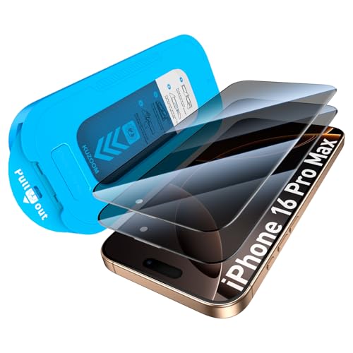 KUZOOM 2Pack Privacy Tempered Glass Screen Protector for iPhone 16 Pro Max - color: Black 16 Pro Max