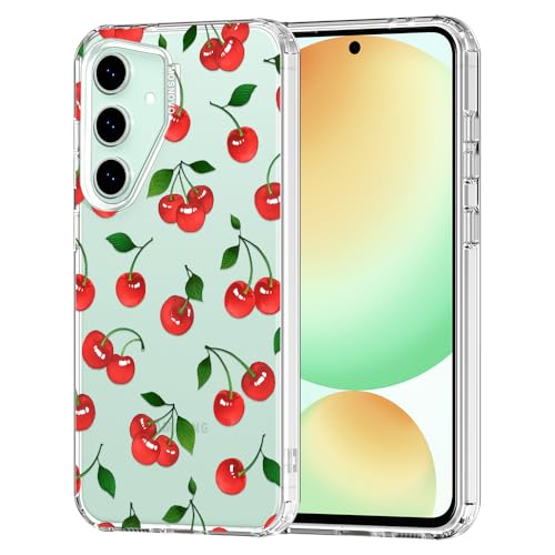 MOSNOVO Case for Samsung Galaxy S24 FE, [Buffertech 6.6ft Military-Grade Drop Protection] [Anti Peel Off Tech] Clear TPU Bumper Phone Case Cover Design - Cute Cherry - color: Clear - Cute Cherry, size: Samsung Galaxy S24 FE