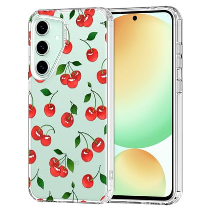 MOSNOVO Case for Samsung Galaxy S24 FE, [Buffertech 6.6ft Military-Grade Drop Protection] [Anti Peel Off Tech] Clear TPU Bumper Phone Case Cover Design - Cute Cherry - color: Clear - Cute Cherry, size: Samsung Galaxy S24 FE