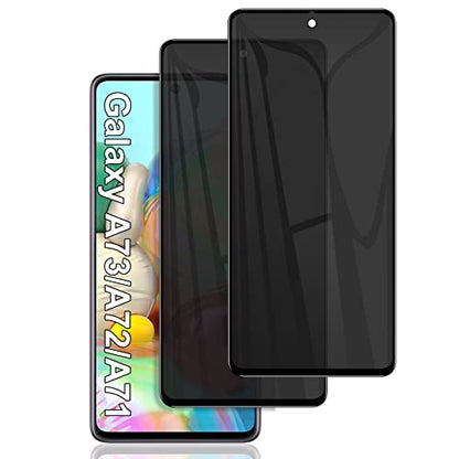 [2 Pack] for Samsung Galaxy A71 / A72 / A73 Privacy Screen Protector, Anti Spy 9H Tempered Glass for Galaxy A73 5G A71 A72 (4G/5G), Case Friendly Full Coverage Anti Scratch Bubble Free Easy Install - size: Samsung Galaxy A71 / A72 / A73
