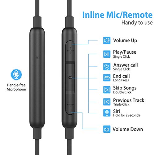 Lightning Headphones Earphones Magnetic Earbuds in-Ear MFi Certified with Microphone Controller for Sports Workout Compatible with iPhone 14/13/12/11/Pro Max/Xr/Xs Max/X Black&Red