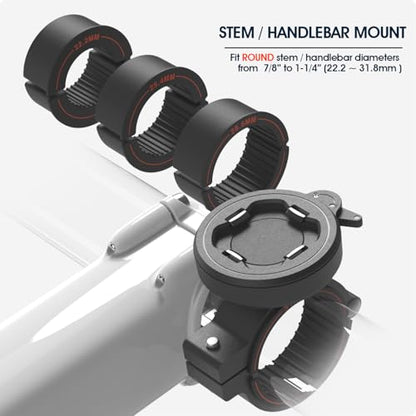 Bike Phone Mount, Universal Stable Bicycle Stem/Handlebar Cell Phone Holder - style: Quad-Clip Stem/Handlebar Mount
