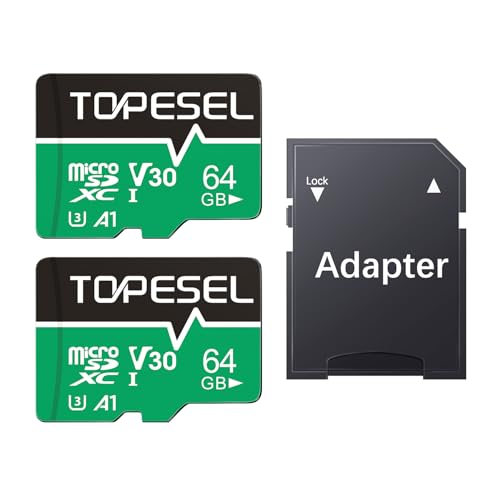 TOPESEL 64GB Micro SD Card 2 Pack for Camera,Smartphone,Tablet,Dash Cam - color: 64GB x2