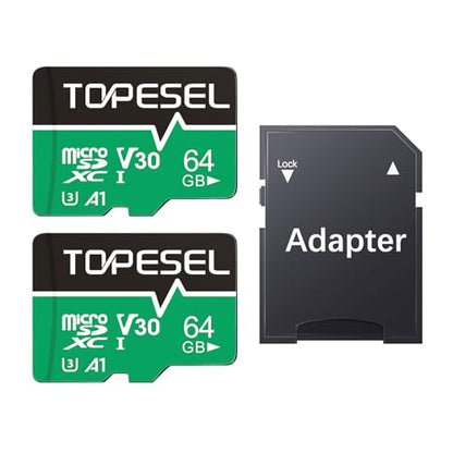 TOPESEL 64GB Micro SD Card 2 Pack for Camera,Smartphone,Tablet,Dash Cam - color: 64GB x2