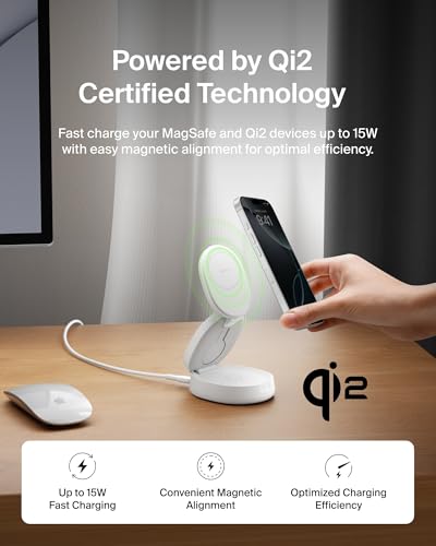 Belkin Qi2 15W Wireless Fast Charging Station, 3 in 1 iPhone Charger - color: White, style: 3 in 1