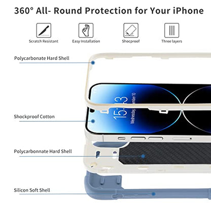 MARKILL Compatible with iPhone 14 Pro Case 6.1 Inch with Built-in Ring Stand, Military Grade Drop Protection Full Body Rugged Heavy Duty Case 3 in 1 Protective Durable Cover Blue - color: Blue, size: iPhone 14 Pro 6.1"