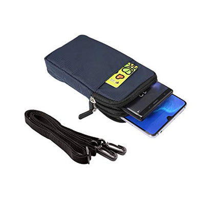 Cell Phone Belt Clip Bag Men, Cell Phone Shoulder Holster, 6.0" Outdoor Travel Vertical Phone Holster Waist Pouch Cellphone Shoulder Messenger Bag Zipper Wallet Phone Holder with Belt Loop Carabiner - color: Royal blue