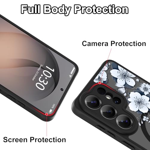 Magnetic for Samsung Galaxy S26 Ultra Case,White Flower | Compatible with MagSafe,Cute Fashion Translucent Matte Hard Back Shockproof Anti-Scratch Phone Case-Ink Flower - color: Ink Flower, size: Samsung Galaxy S26 Ultra