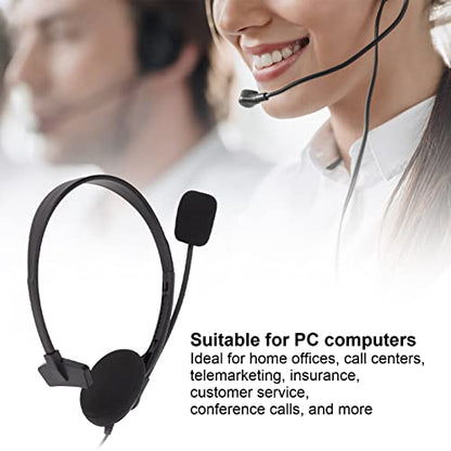 Phone Headset, Corded Telephone Headset Mono with Noise Canceling Mic, 3.5mm Plug, Volume Control, Foldable Headset for Landline Phones