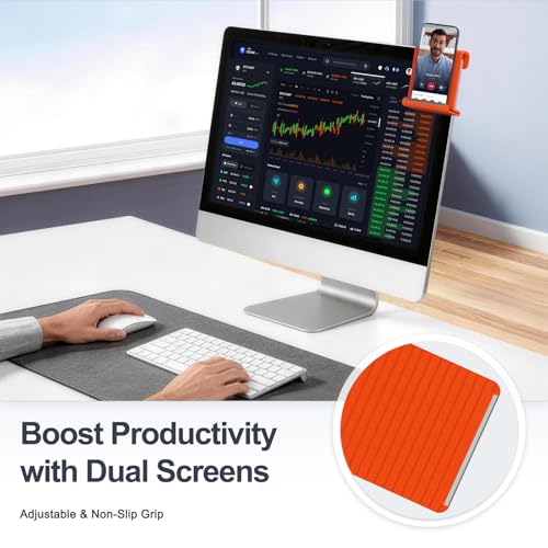 Foldable Silicone Phone Stand, Orange, Anti-Slip, Multi-Angle - color: Orange