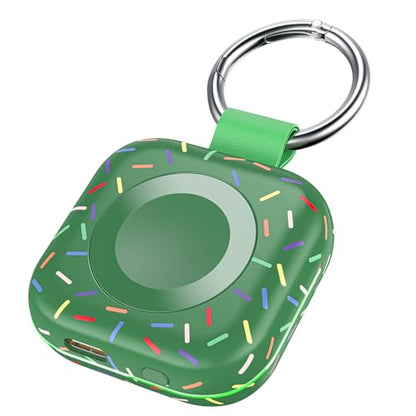 Portable Wireless Charger for Apple Watch Series 10/9/8/UItra/7/6/5/4/3/2/SE/Nike,Compact Travel Purse Essentials Magnetic iWatch Charger 1200mAh Extra Power Bank Keychain Style - color: Colorful Dark Green