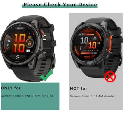 [1+4 Pack] Case with Tempered Glass Screen Protector Compatible with Garmin Fenix 8 Pro AMOLED 51MM (Not for Fenix 8 51mm AMOLED/Solar), Bumper Full Coverage Protective Soft Cases Face Cover for Fenix 8 Pro AMOLED 51MM - size: for Fenix 8 Pro AMOLED 51MM