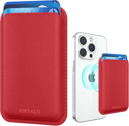 Magnetic Wallet Cell Phone Card Holder for Phone Case with Mag-Safe - color: Red, size: 1 Pack