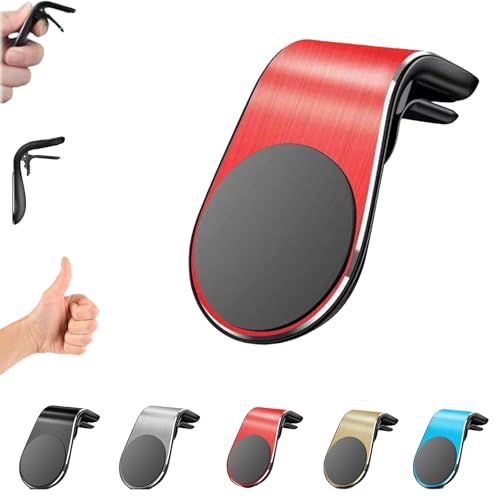 Phone Holder, Magnetic Phone Holder for Car, Mobile Phone Navigation Magnetic Bracket, 360° Adjustable Hands Phone Stand, Secure Clip-On Air Vent Phones Cradle for Driving - color: Red