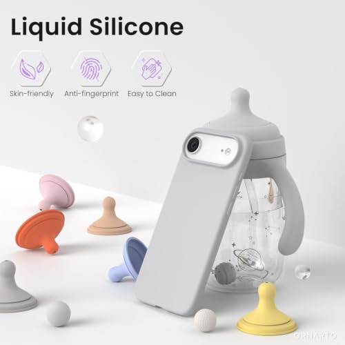 ORNARTO for iPhone Air Case 6.5", Slim Liquid Silicone 3 Layers Soft Gel Rubber Shockproof Protective Cover with Anti-Scratch Microfiber Lining-Light Gray - color: Light Gray