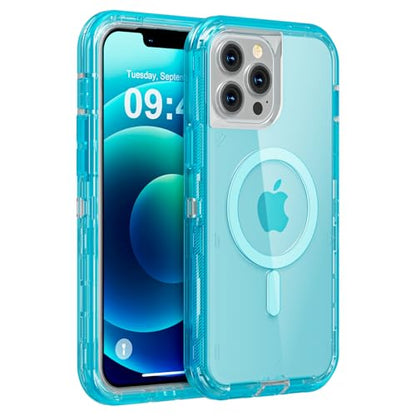 Follaroma Magnetic for iPhone 12 Pro Max Case, Heavy Duty Cases, Blue, 6.7" | Compatible with MagSafe, Heavy Duty Shock proof Protection, Military-Grade Anti-Drop, Dual Layer Transparent Protective Cover - color: Blue, size: iPhone 12 Pro Max 6.7''