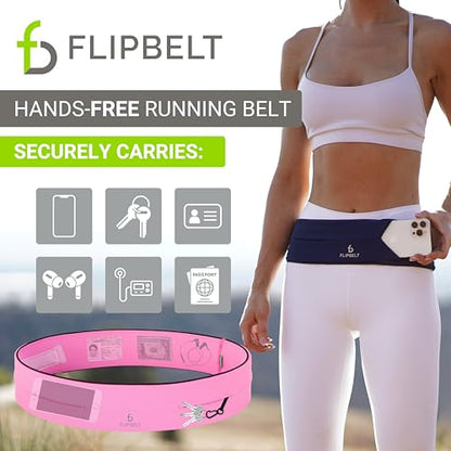 FlipBelt Classic Running Belt, Phone Holder for Running, Money Belt Pouch - color: Girly Pop Pink, size: Extra Small