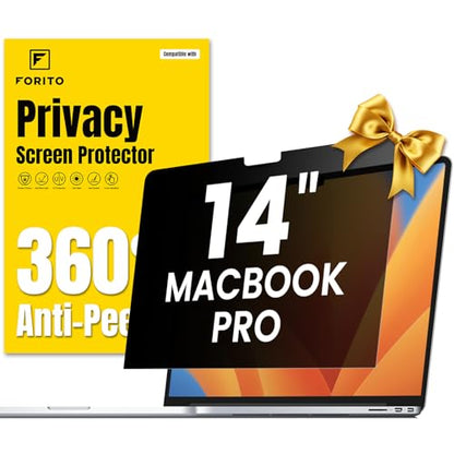 F FORITO 360° Privacy Screen Protector Compatible with MacBook Pro 14 inch (2025-2021, M5 M4 M3 M2 M1 Pro Max Chip), Anti Peeping Anti Glare and Anti Blue Light Laptop Privacy Screen Shield - size: for MacBook Pro 14"(2021-2025, M1 M2 M3 M4 M5)
