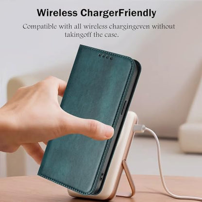 Leather Phone Case Compatible with Galaxy A10E mit Stand Function, Wallet Magnetic Protective Case Bumper Leather RFID Blocking Cover Scratch Resistant Sleeves Compatible with Samsung Galaxy A20E/A10E - color: Green