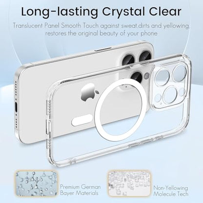 I&H for iPhone 15 Pro 6.1 inch Case Crystal Clear Non-Yellowing, Shockproof, Anti-Scratch, Transparent Hard Back Cover with Soft Bumper - size: For iPhone 15 Pro