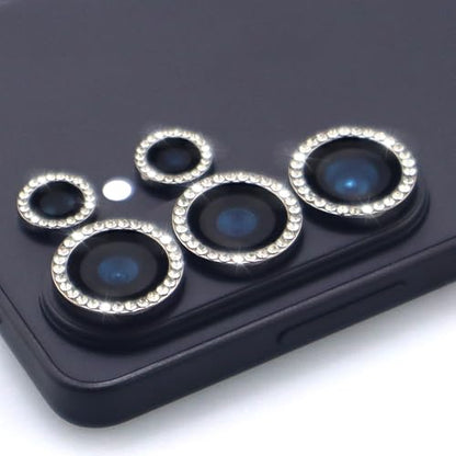 for Samsung Galaxy S26 Ultra Camera Lens Protector, Bling Diamond Metal Ring Tempered Glass Lens Cover, Sparkly Rhinestone Accessories (Black) - color: Black
