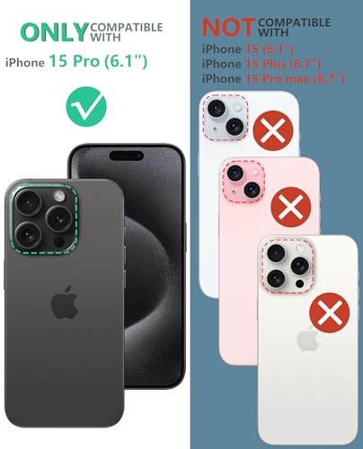 FNTCASE for iPhone 15 Pro Case with Belt Clip, Rugged Kickstand | Built-in Screen Protector, Military-Grade Drop Protection, Heavy Duty Shockproof Holster Protective Cover - color: T-Purple