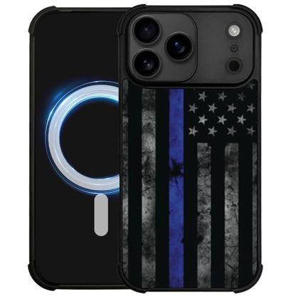 DJSOK Case for iPhone 17 Pro,Compatible with MagSafe,Anti-Scratch Shockproof Case,American Police Flag - color: American police flag, size: IPhone 17 Pro