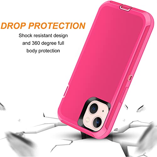 Co-Goldguard Shockproof Case for iPhone 13 with Tempered Glass Screen Protector 3 Layer Military Grade Drop Protection Heavy Duty Protection Rugged Rubber Phone Case Cover for iPhone 13 6.1 Pink - color: Pink