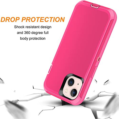 Co-Goldguard Shockproof Case for iPhone 13 with Tempered Glass Screen Protector 3 Layer Military Grade Drop Protection Heavy Duty Protection Rugged Rubber Phone Case Cover for iPhone 13 6.1 Pink - color: Pink