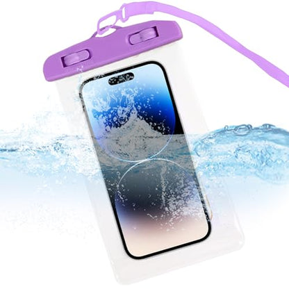 Waterproof Cell Phone Pouch Transparent Touchscreen Phone Holder | Water Play Cellphone Bag for Beach Cruise Vacation Running Camping Swimming Cycling Kayak Diving Travel - color: Purple