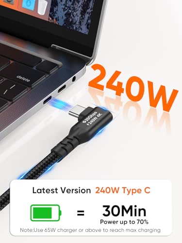 USB 3.2Gen 2x2 Angle USBC to C for MacBook, iPhone 17,iPad, SSD, Dock,0.5ft - color: 20G, size: 0.5FT-Angled