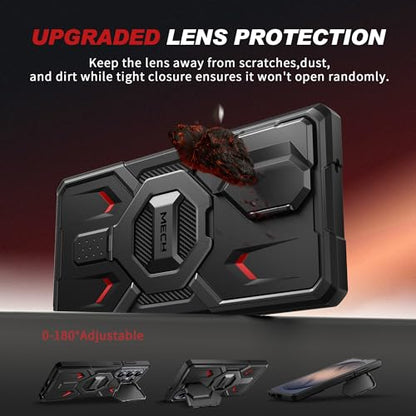 TONGATE Magnetic Stand for Samsung Galaxy S26 Ultra Case, Compatible with Magsafe, [Camera Cover & 2 Front Frames][Military Drop Protection] S26 Ultra Case Built-in Screen Protector & Belt Clip, Black - color: Black