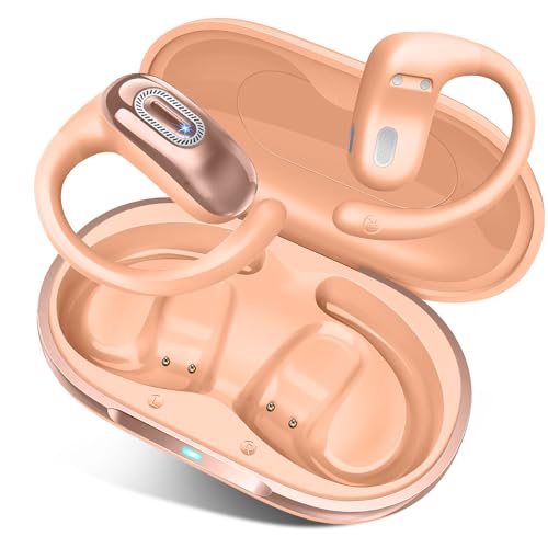 Open Ear Headphones, NEW Over Ear Earbuds with 4 ENC Noise-Canceling Mic - color: Orange
