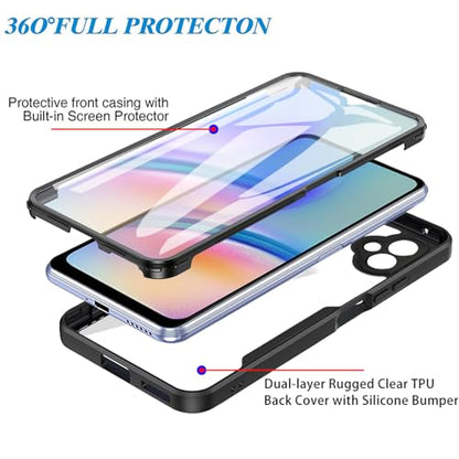 CCSamll for Samsung Galaxy A05 Case with Screen Protector QC Blue | Clear Slim Shockproof Soft TPU Bumper, Full Body Protective Phone Cover, Touch Sensitive Front Case for Samsung A05 - color: Blue